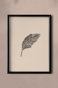 Picture frame hanging on a brown wall illustration