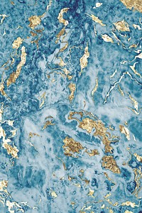 Blue and gold marble textured background vector