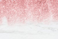 Pink glittery pattern on white marble background