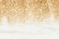 Gold glittery pattern on white marble background