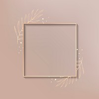 Square gold leafy frame vector