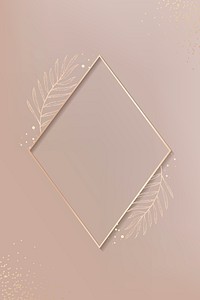 Rhombus gold leafy frame vector