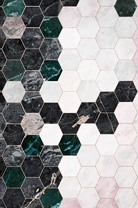 Hexagon marble tiles patterned background vector