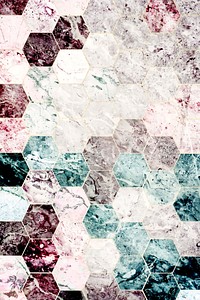 Hexagon marble tiles patterned background vector