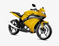Yellow sports bike 3D vector