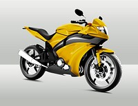 Yellow sports bike 3D vector