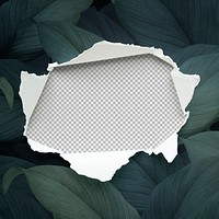 Torn paper mockup on a leafy background