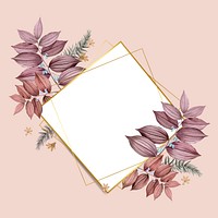 Rhombus foliage frame on pastel peach background vector