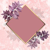 Rhombus foliage frame on pink  background vector