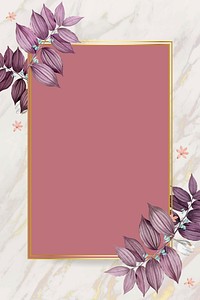 Rectangle foliage frame on white marble  background vector