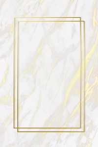 Rectangle gold frame on white marble texture background vector