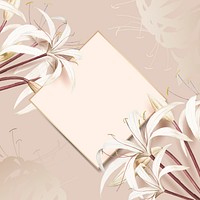 Rhombus frame on  white spider lily pattern background vector