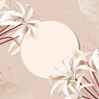 Round frame on white spider lily pattern background vector