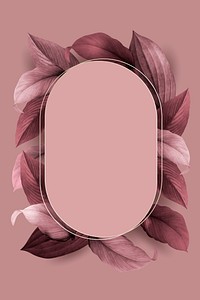 Oval gold foliage frame on red background vector