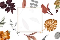 Leafy square frame design vector