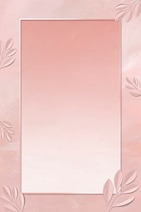 Blank pink leafy frame vector