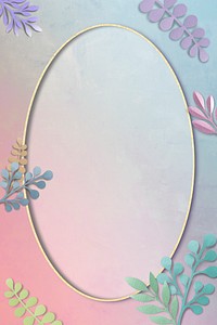 Colorful leafy oval frame vector