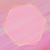 Hexagon frame on pink background vector