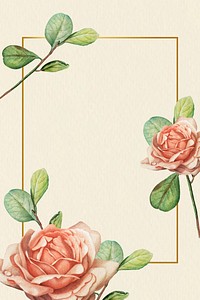 Floral gold frame on beige background vector