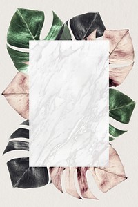 Rectangle frame on metallic split leaf pattern background illustration