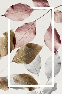 Rectangle white frame on metallic leaf pattern background