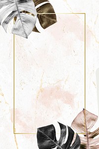 Rectangle frame with metallic split leaf background illustration
