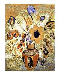 Etruscan Vase with Flowers (1900&mdash;1910) by Odilon Redon. Original from The MET museum. Digitally enhanced by rawpixel.