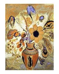 Etruscan Vase with Flowers (1900—1910) by Odilon Redon. Original from The MET museum. Digitally enhanced by rawpixel.