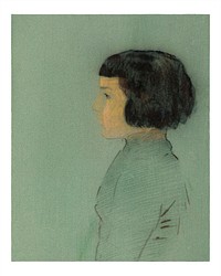 Young Woman in Profile (1910) by <a href="https://www.rawpixel.com/search/Odilon%20Redon?sort=curated&amp;page=1">Odilon Redon</a>. Original from the National Gallery of Art. Digitally enhanced by rawpixel.