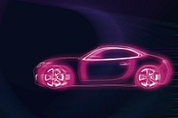 Pink neon sports car design vector