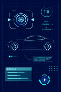 Neon blue scanning sports car vector