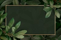 Gold frame on foliage pattern background vector template