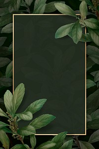 Gold frame on foliage pattern background vector template