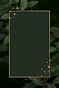 Gold frame on foliage pattern background vector template