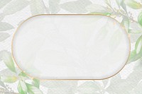 Gold frame on foliage pattern background vector template