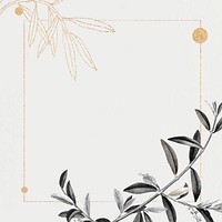 Rectangle gold frame with olive branch pattern vector