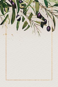 Rectangle gold frame with olive branch pattern illustration