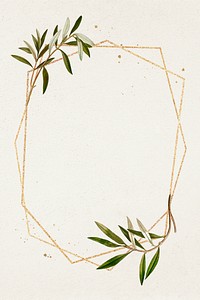 Hexagon gold frame olive branch pattern illustration