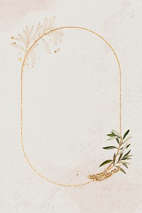 Oval gold frame with olive branch illustration