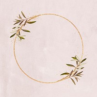 Round gold frame with olive branches illustration