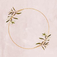Round gold frame with olive branches vector