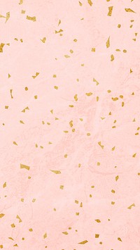 Golden confetti on pink marble textured mobile phone wallpaper