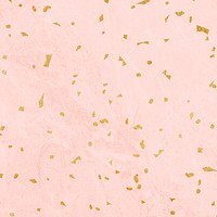 Golden confetti on pink marble textured background