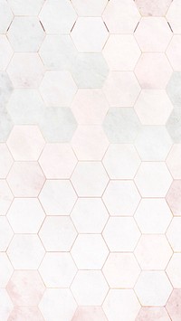 Hexagon pink marble tiles pattern mobile phone wallpaper
