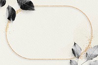 Gold frame with foliage pattern on marble textured background illustration