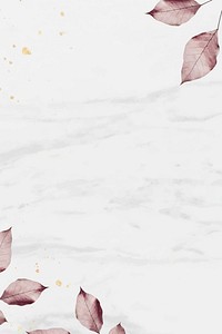 Pink leaf pattern on marble textured background