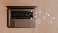 Laptop with  technical icons