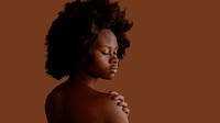 Beautiful black woman with afro hair social template