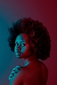 Beautiful naked black woman with afro hair