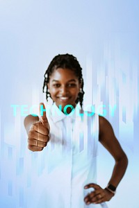 Black woman showing a thumbs up